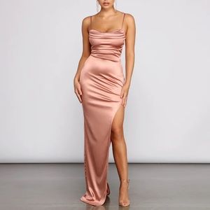 Lola High Slit Satin Dress